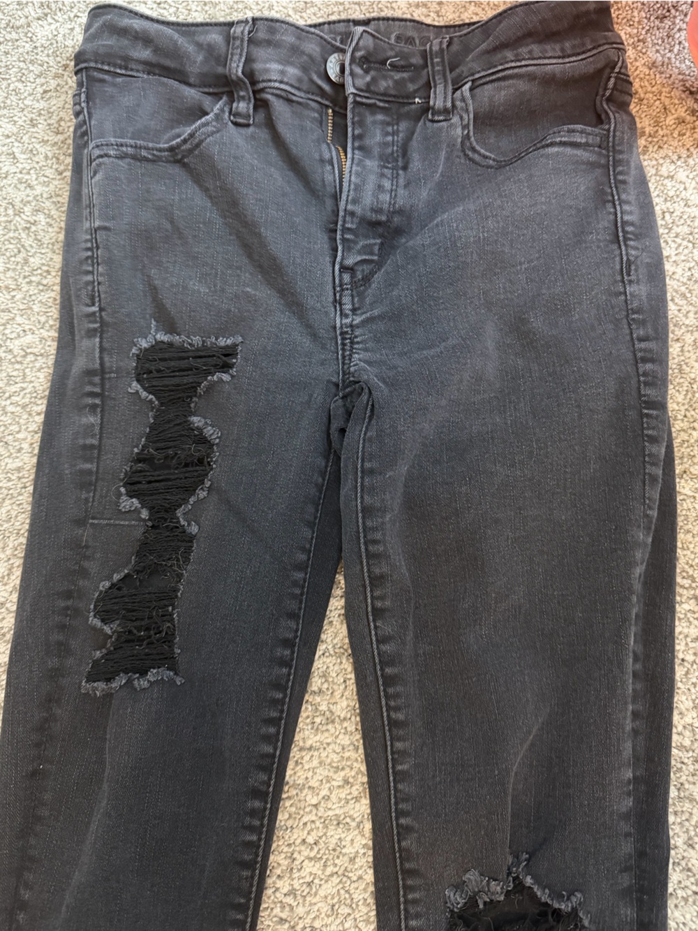 American Eagle Outfitters Black Distressed Skinny Jeans